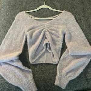 HOLLISTER XS Perinwinkle Fuzzy Cropped Long Sleeve